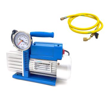 Kit vuoto condizionamento con pompa bistadio 70 lt/min e frusta da 1,5 metri con rubinetto per R32